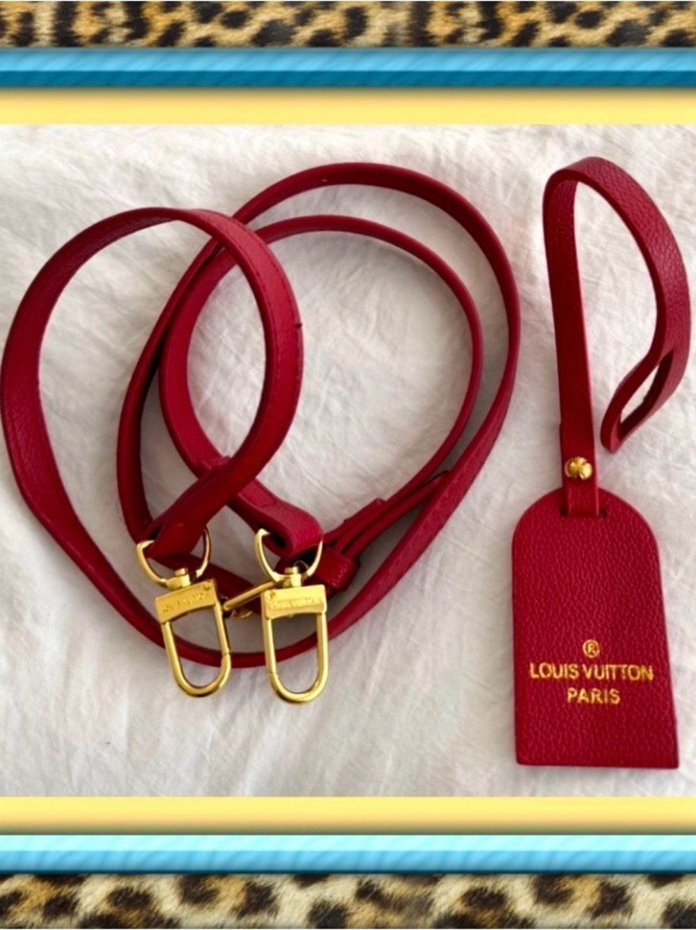 👑✅PRICE FIRM✅ Fashion Red Leather Crossbody Strap with matching luggage tag